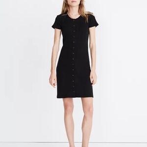 Madewell Button-Front Ribbed Mini Dress black, XXS